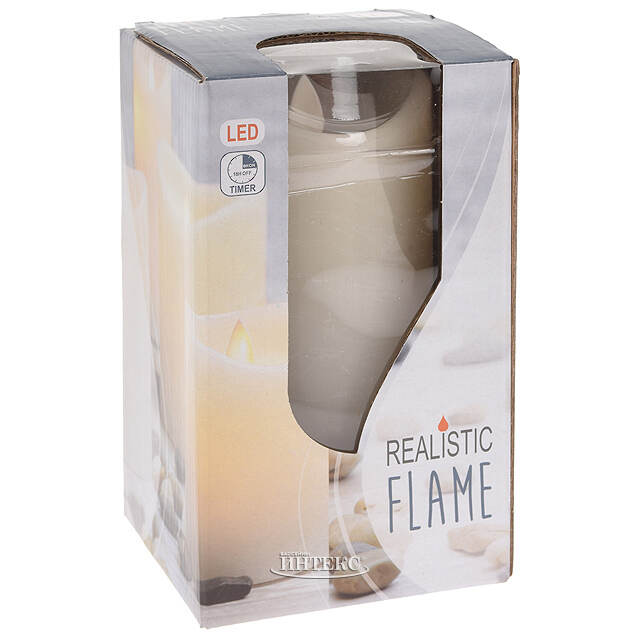 Светильник свеча восковая Живое Пламя 15*7.5 см бежевая, на батарейках Koopman