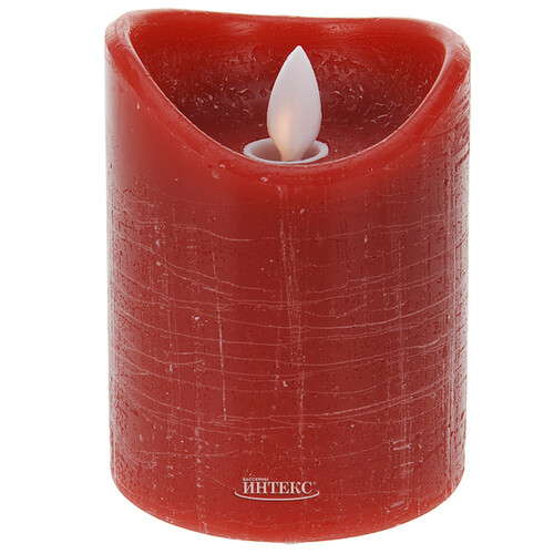 Светильник свеча восковая Живое Пламя 10*7.5 см красная, на батарейках Koopman