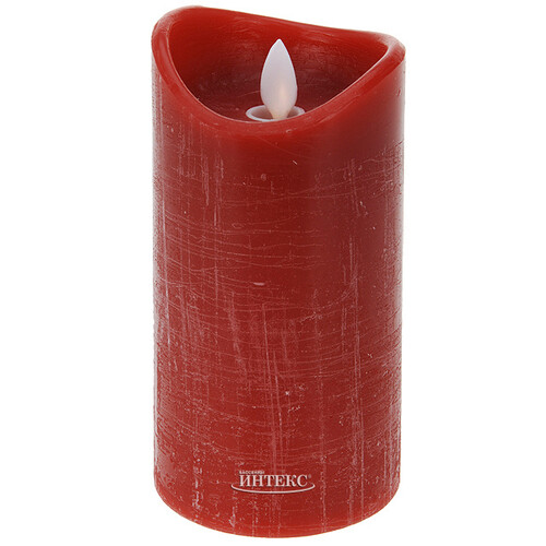 Светильник свеча восковая Живое Пламя 15*7.5 см, красная, на батарейках Koopman