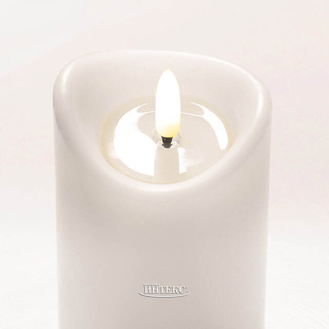 Светодиодная свеча с имитацией пламени Кертон 10 см, белая восковая, на батарейках, таймер Koopman (Купман)