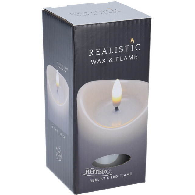 Светодиодная свеча с имитацией пламени Кертон 12.5 см, белая восковая, на батарейках, таймер Koopman