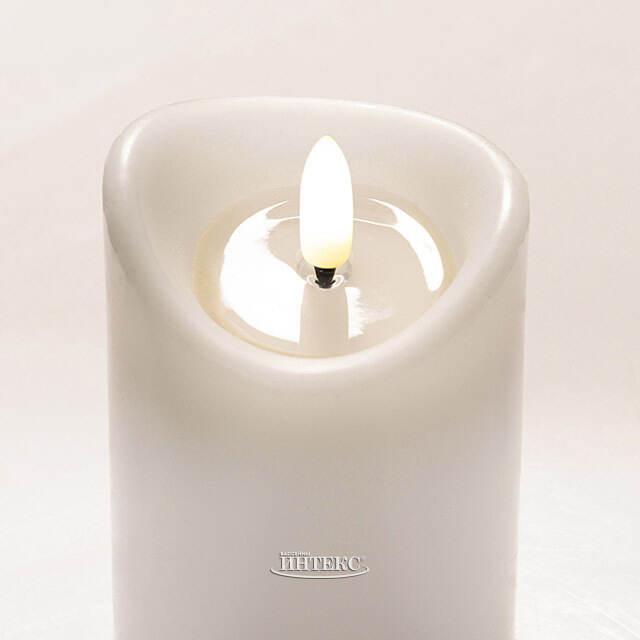 Светодиодная свеча с имитацией пламени Кертон 12.5 см, белая восковая, на батарейках, таймер Koopman (Купман)