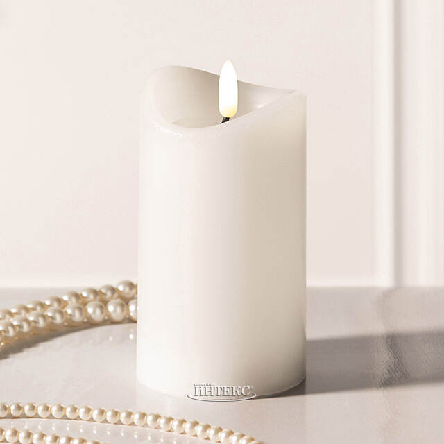 Светодиодная свеча с имитацией пламени Кертон 12.5 см, белая восковая, на батарейках, таймер Koopman (Купман)