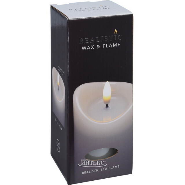 Светодиодная свеча с имитацией пламени Кертон 15 см, белая восковая, на батарейках, таймер Koopman