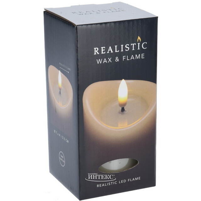 Светодиодная свеча с имитацией пламени Кертон 12.5 см, слоновая кость, на батарейках, таймер Koopman