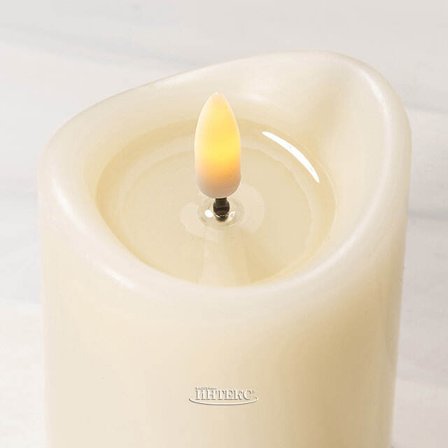 Светодиодная свеча с имитацией пламени Кертон 12.5 см, слоновая кость, на батарейках, таймер Koopman (Купман)