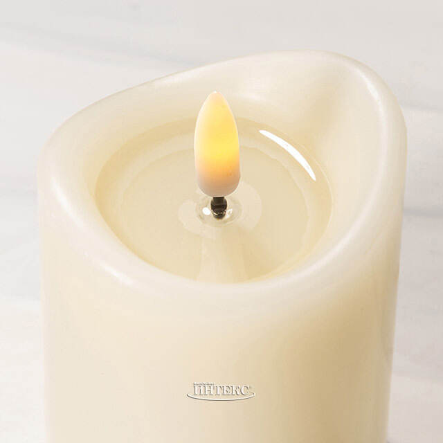 Светодиодная свеча с имитацией пламени Кертон 15 см, слоновая кость, на батарейках, таймер Koopman (Купман)
