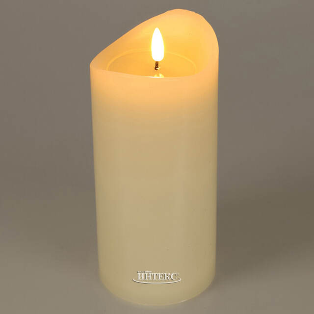 Светодиодная свеча с имитацией пламени Кертон 12.5 см, слоновая кость, на батарейках, таймер Koopman