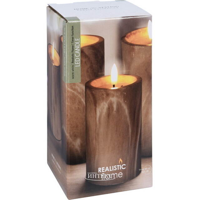 Светодиодная свеча с имитацией пламени Белпер 12.5 см, на батарейках, таймер Koopman (Купман)