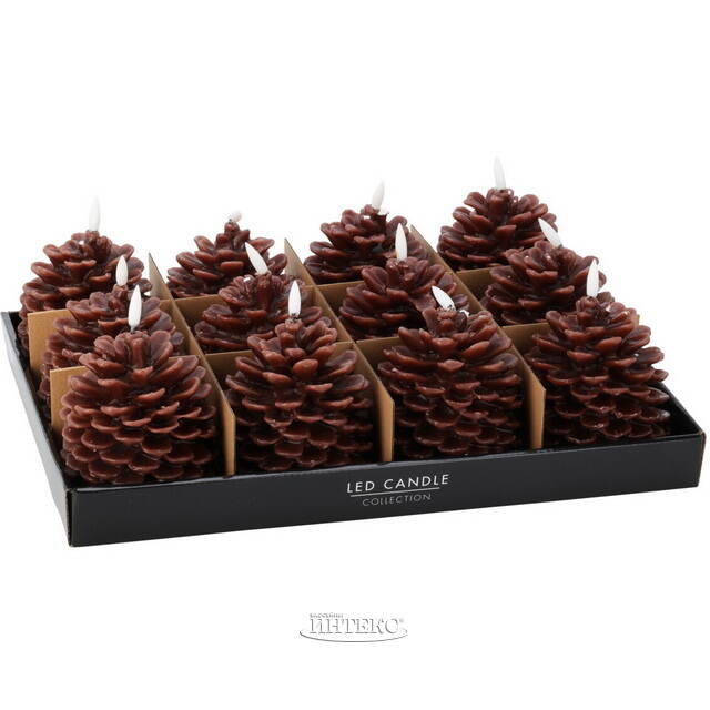 Светодиодная свеча Сосновая Шишка 13 см, на батарейках, таймер Koopman (Купман)