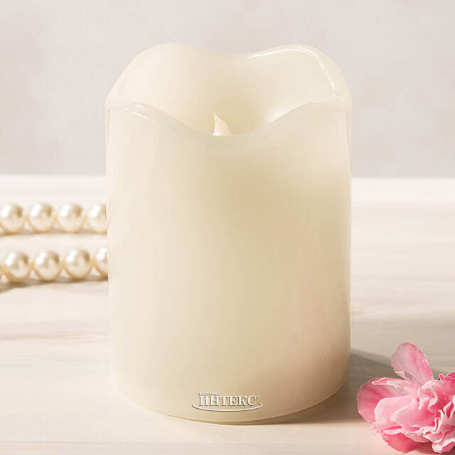 Светодиодная свеча Merano 9 см слоновая кость, мерцающее пламя, на батарейках, таймер Koopman (Купман)