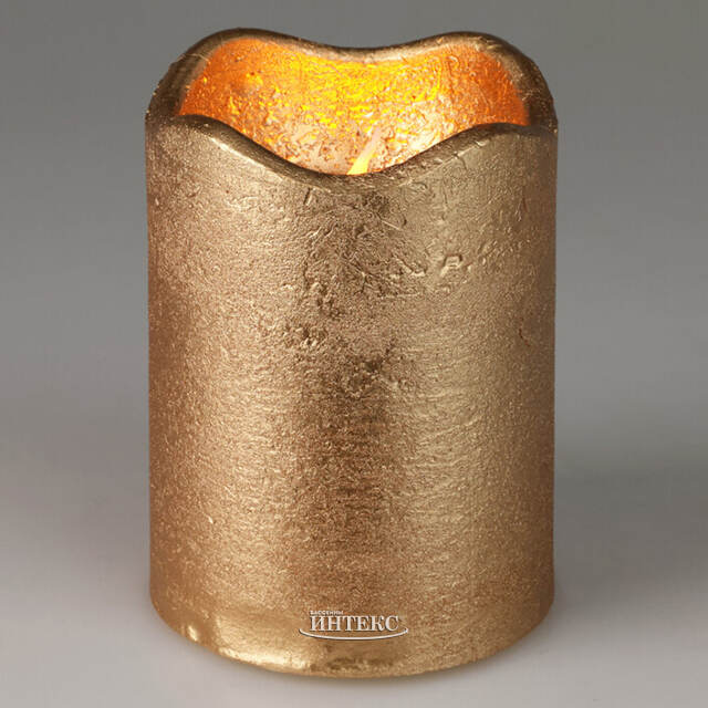 Светодиодная свеча Romanzo 9 см золотая, мерцающее пламя, на батарейках, таймер Koopman (Купман)