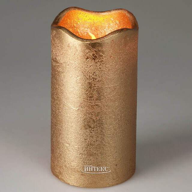 Светодиодная свеча Romanzo 13 см золотая, мерцающее пламя, на батарейках, таймер Koopman (Купман)