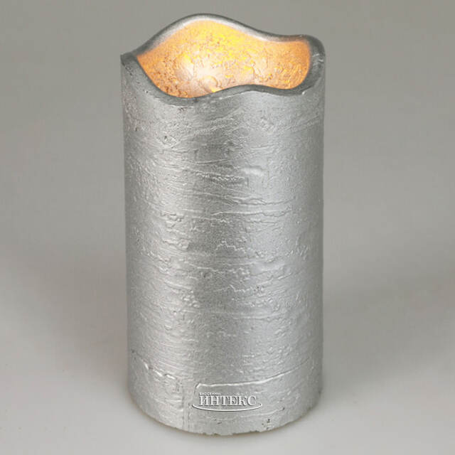 Светодиодная свеча Romanzo 13 см серебряная, мерцающее пламя, на батарейках, таймер Koopman (Купман)