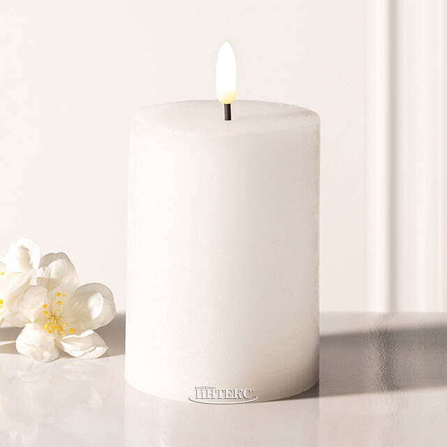 Светодиодная восковая свеча Rustic 10 см белая, мерцающее пламя, на батарейках, таймер Koopman (Купман)