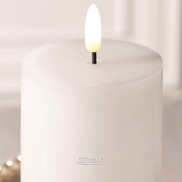 Светодиодная восковая свеча Rustic 10 см белая, мерцающее пламя, на батарейках, таймер Koopman (Купман)