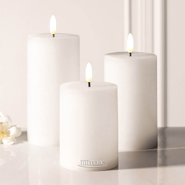 Светодиодная восковая свеча Rustic 15 см белая, мерцающее пламя, на батарейках, таймер Koopman (Купман)