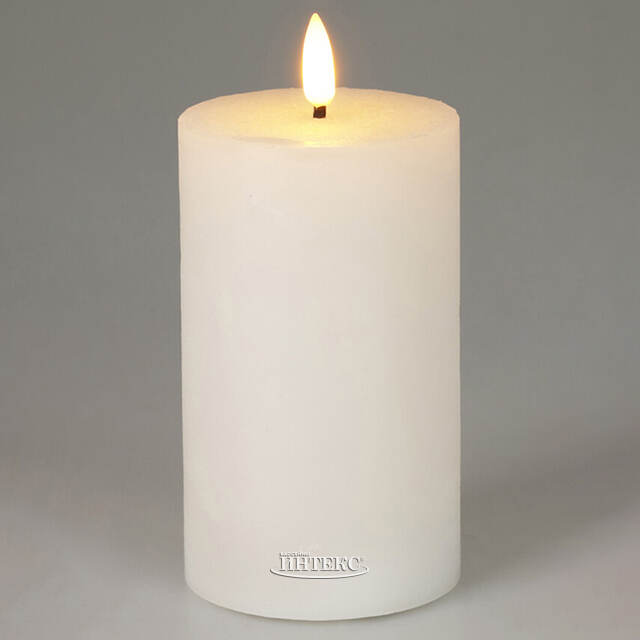 Светодиодная восковая свеча Rustic 12.5 см белая, мерцающее пламя, на батарейках, таймер Koopman