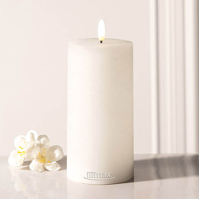 Светодиодная восковая свеча Rustic 15 см белая, мерцающее пламя, на батарейках, таймер Koopman (Купман)