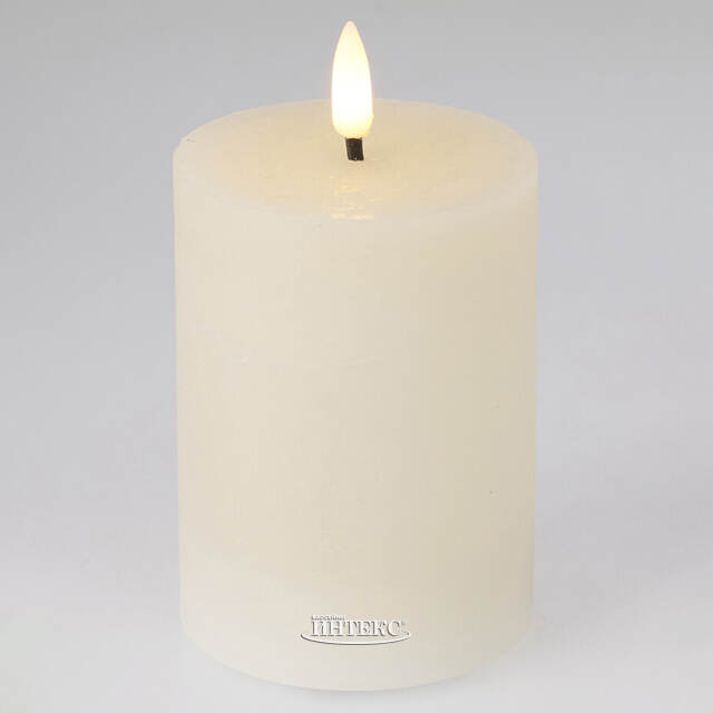 Светодиодная восковая свеча Rustic 10 см слоновая кость, мерцающее пламя, на батарейках, таймер Koopman