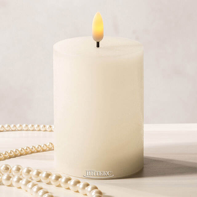 Светодиодная восковая свеча Rustic 10 см слоновая кость, мерцающее пламя, на батарейках, таймер Koopman (Купман)