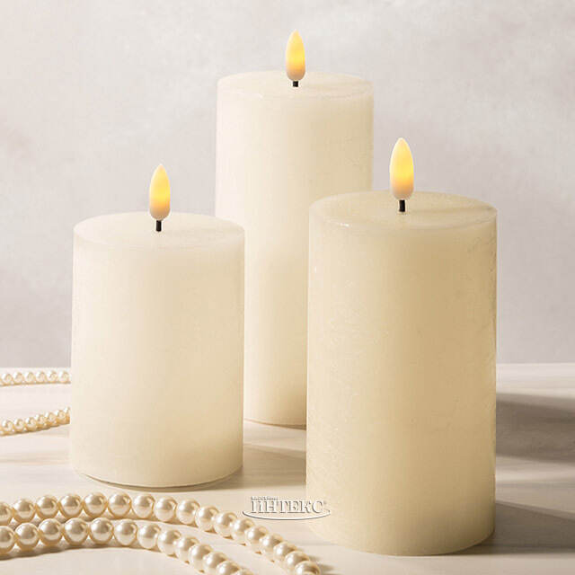 Светодиодная восковая свеча Rustic 12.5 см слоновая кость, мерцающее пламя, на батарейках, таймер Koopman (Купман)