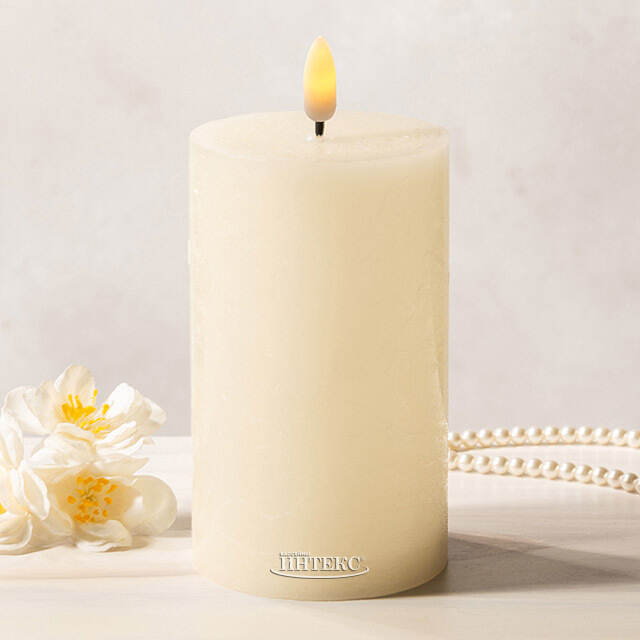 Светодиодная восковая свеча Rustic 12.5 см слоновая кость, мерцающее пламя, на батарейках, таймер Koopman (Купман)