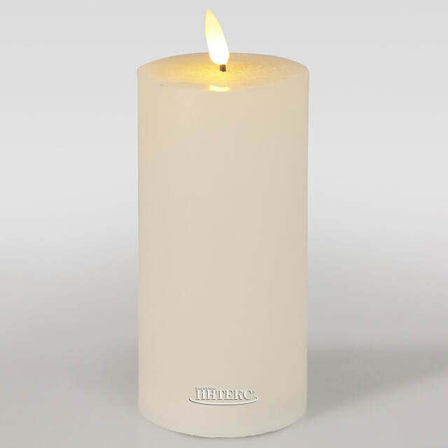 Светодиодная восковая свеча Rustic 15 см слоновая кость, мерцающее пламя, на батарейках, таймер Koopman