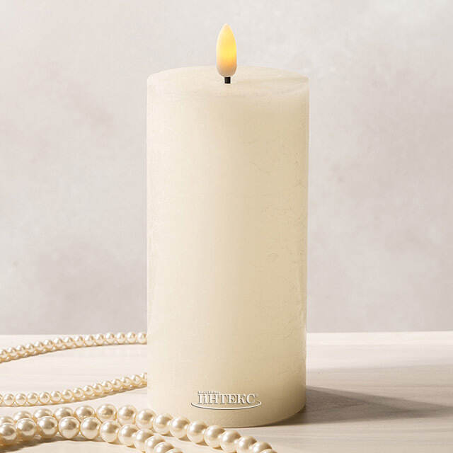 Светодиодная восковая свеча Rustic 15 см слоновая кость, мерцающее пламя, на батарейках, таймер Koopman (Купман)