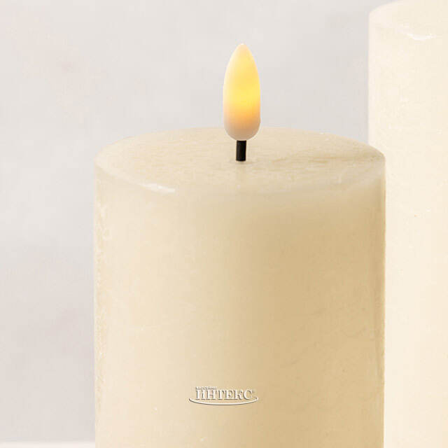 Набор светодиодных восковых свечей Рустик 10-15 см слоновая кость, мерцающее пламя, 3 шт, на батарейках, таймер Koopman (Купман)