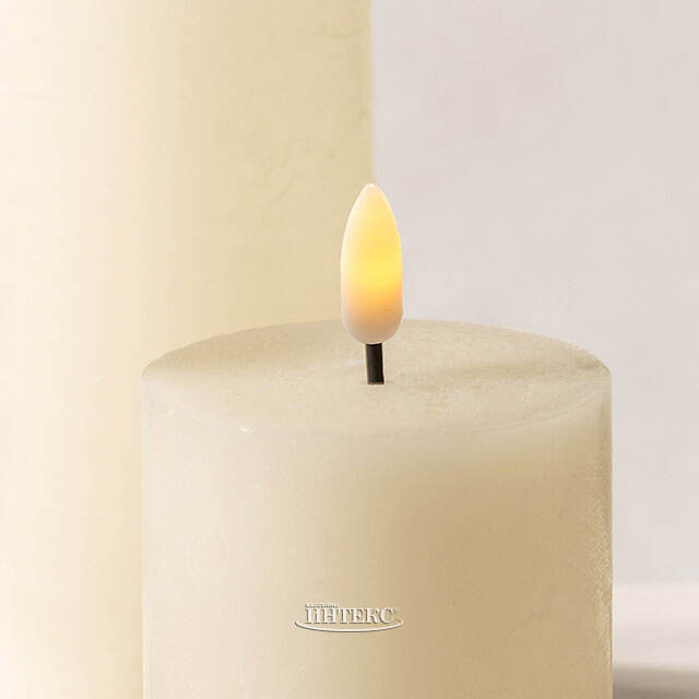 Набор светодиодных восковых свечей Рустик 10-15 см слоновая кость, мерцающее пламя, 3 шт, на батарейках, таймер Koopman (Купман)