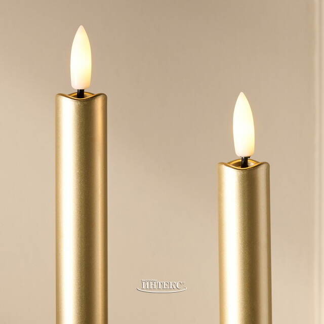 Столовая светодиодная свеча Гервен 25 см золотая, 2 шт с пультом, на батарейках Koopman (Купман)