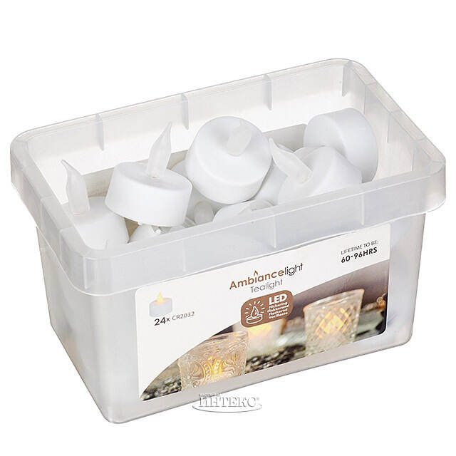 Набор чайных светодиодных свечей Олнесс 4 см, 24 шт, мерцание, на батарейках, таймер Koopman (Купман)