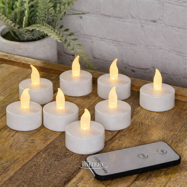 Набор чайных светодиодных свечей с имитацией пламени Редбурн, 8 шт, с пультом Koopman (Купман)