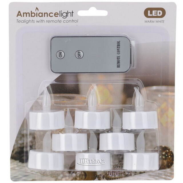 Набор чайных светодиодных свечей с имитацией пламени Редбурн, 8 шт, с пультом Koopman (Купман)