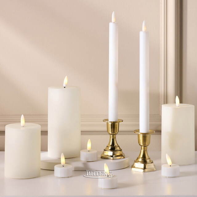 Набор светодиодных свечей Рустик Новел белый, мерцающее пламя, 9 шт, на батарейках, таймер, пульт Koopman (Купман)