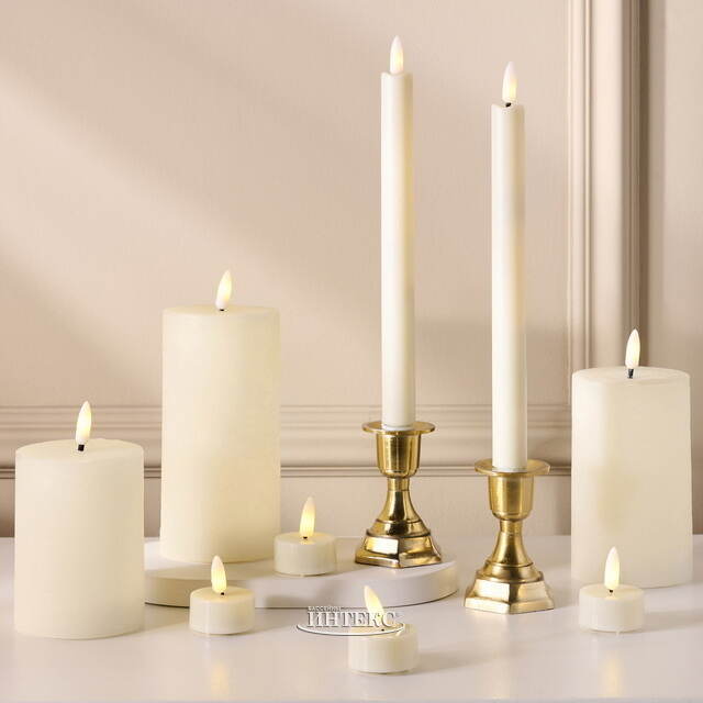 Набор светодиодных свечей Рустик Новел кремовый, мерцающее пламя, 9 шт, на батарейках, таймер, пульт Koopman (Купман)