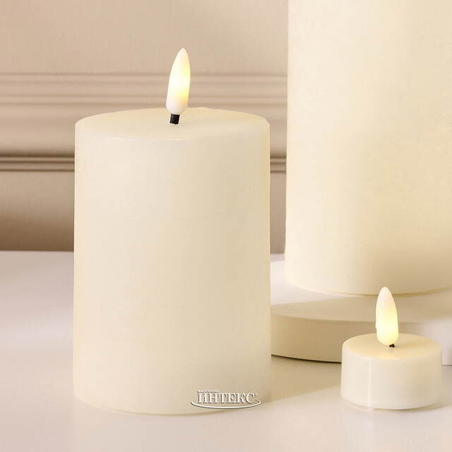 Набор светодиодных свечей Рустик Новел кремовый, мерцающее пламя, 9 шт, на батарейках, таймер, пульт Koopman (Купман)