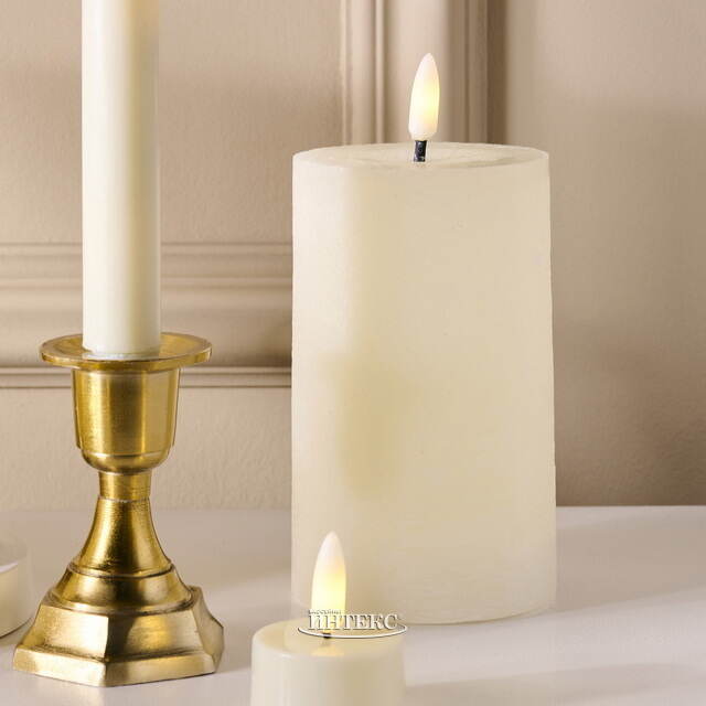 Набор светодиодных свечей Рустик Новел кремовый, мерцающее пламя, 9 шт, на батарейках, таймер, пульт Koopman (Купман)