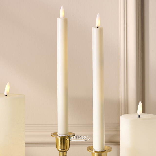 Набор светодиодных свечей Рустик Новел кремовый, мерцающее пламя, 9 шт, на батарейках, таймер, пульт Koopman (Купман)