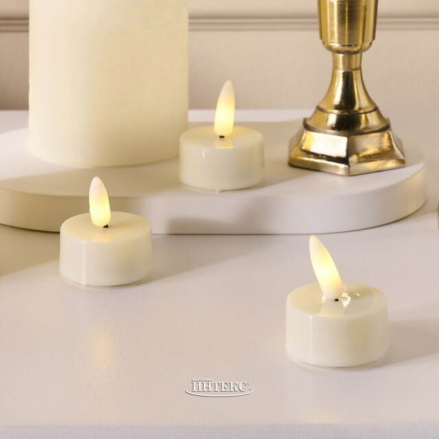 Набор светодиодных свечей Рустик Новел кремовый, мерцающее пламя, 9 шт, на батарейках, таймер, пульт Koopman (Купман)