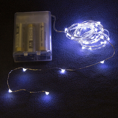 Светодиодная гирлянда Капельки на батарейках 40 холодных белых мини LED ламп 2 м, серебряная проволока, IP20 Koopman