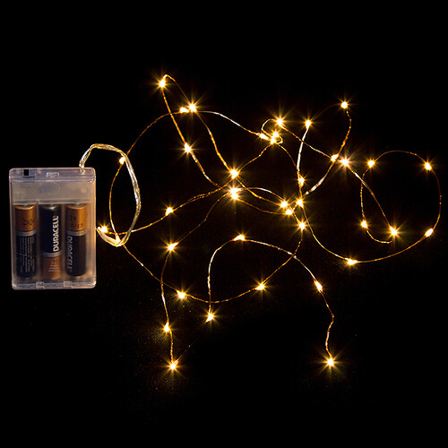 Светодиодная гирлянда Капельки на батарейках 40 экстра теплых белых мини LED ламп 2 м, медная проволока, IP20 Koopman