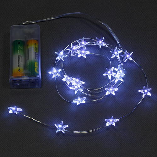 Светодиодная гирлянда Капельки Звездочки на батарейках 20 холодных белых мини LED ламп 1 м, серебряная проволока, IP20 Koopman