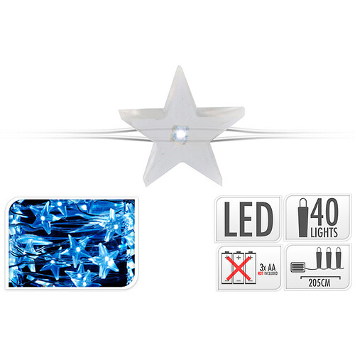 Светодиодная гирлянда Капельки Звездочки на батарейках 40 холодных белых мини LED ламп 2 м, серебряная проволока, IP20 Koopman