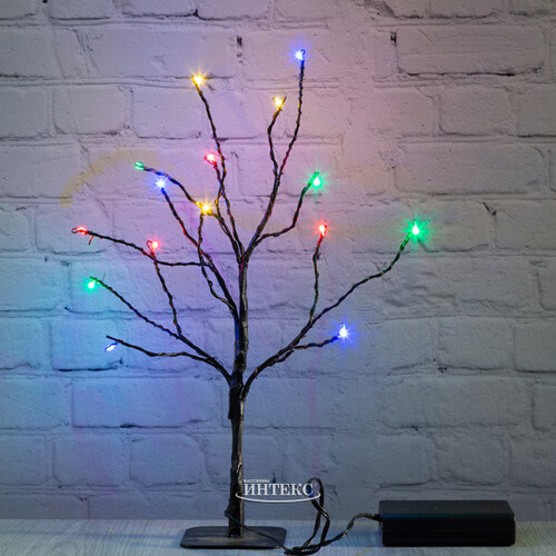 Светящееся дерево Сказочная Липа 30 см, 15 разноцветных мини LED ламп, на батарейках Koopman