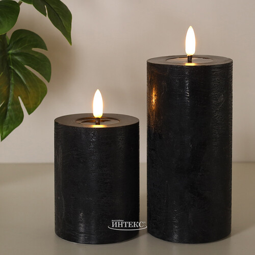 Светодиодная свеча с имитацией пламени Игрим 15 см черная, батарейка Peha