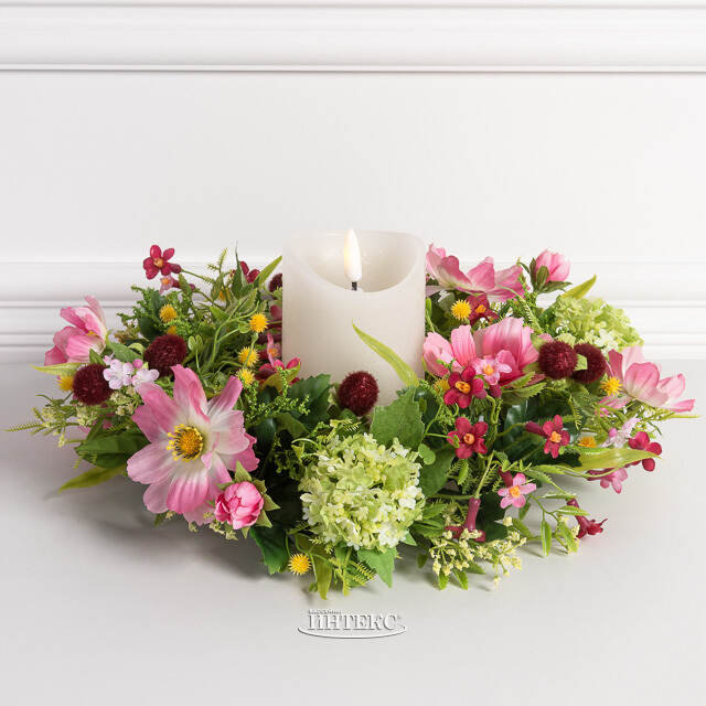 Венок для свечи Цветочный Вальс 30 см, розовый Swerox (Сверокс)