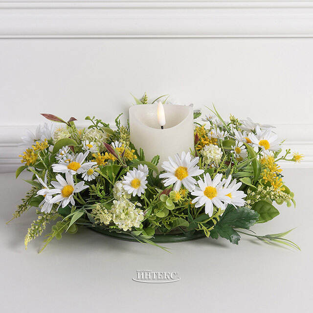 Венок для свечи Дижон - Полевые Ромашки 30 см, белый Swerox (Сверокс)