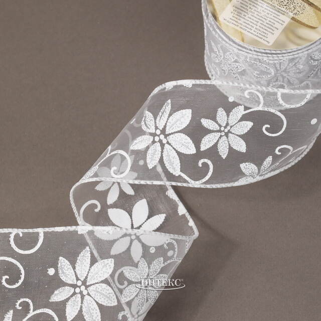 Декоративная лента Изящные Цветы 270*6 см органза Koopman